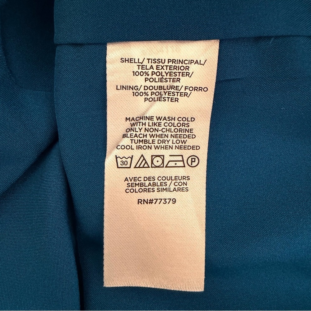 Ann Taylor Teal Satin Wide Leg Pants Fully Lined Side Zip Elegant Career Evening - Picture 9 of 10